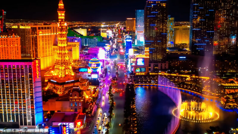 Beautiful drone view of Las Vegas city center