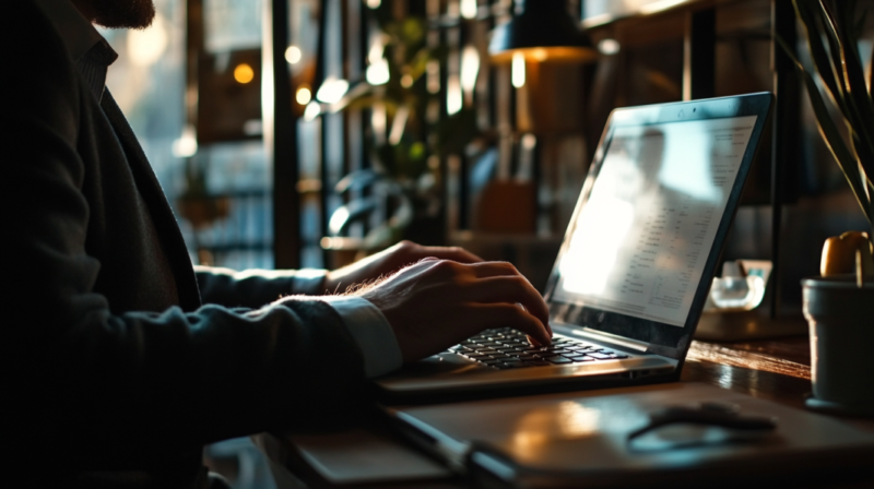 A Person Working on A Laptop in A Modern Office Setting, Symbolizing the Dynamics of Colorado's Labor Market in 2024