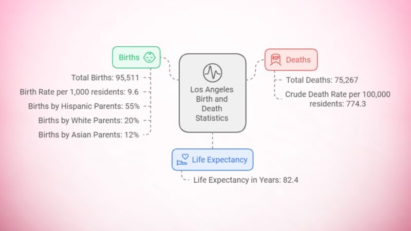 Birth and Death Statistics for Los Angeles Chart