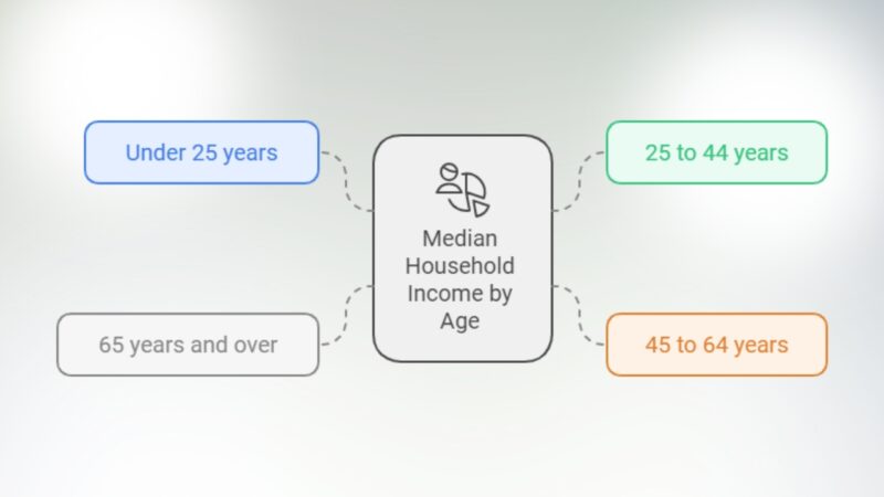 Median Household Income by Age of Head of Household in Iowa Chart