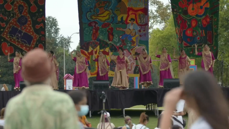 Performers in Traditional Attire on Stage During the Nashville International Cultural Fest, Celebrating the City's Diverse Cultural Heritage and Community Spirit