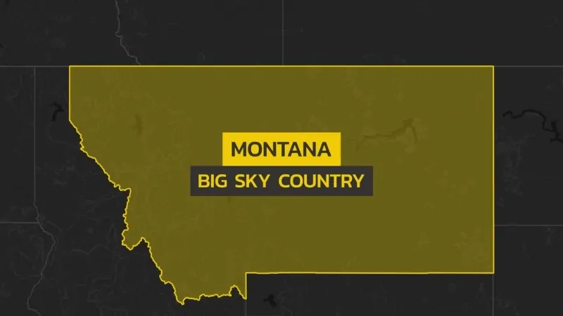 A Map of Montana Labeled "Big Sky Country," Highlighting the State's Borders and Emphasizing the Montana Population