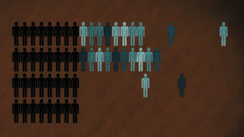 Image Showing Groups of People, with Some Highlighted to Represent Migration in Arkansas