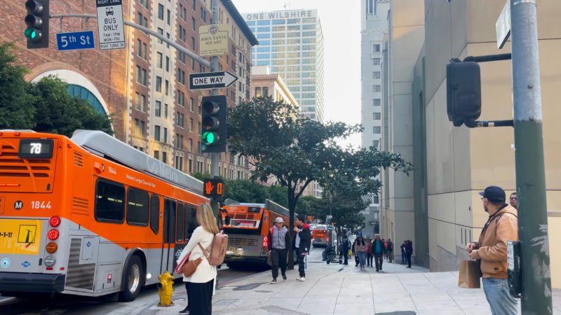 A Busy Street Scene in Downtown Los Angeles