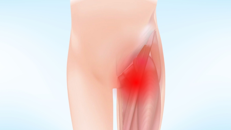 Illustration of A Woman's Groin Area with A Red Highlight Indicating the Location of Pain