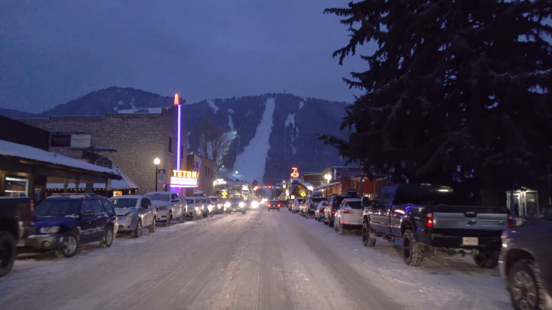 Snow-Covered Streets of Jackson Hole, Wyoming