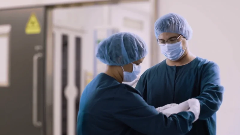 Two Healthcare Professionals in Protective Clothing in Chicago