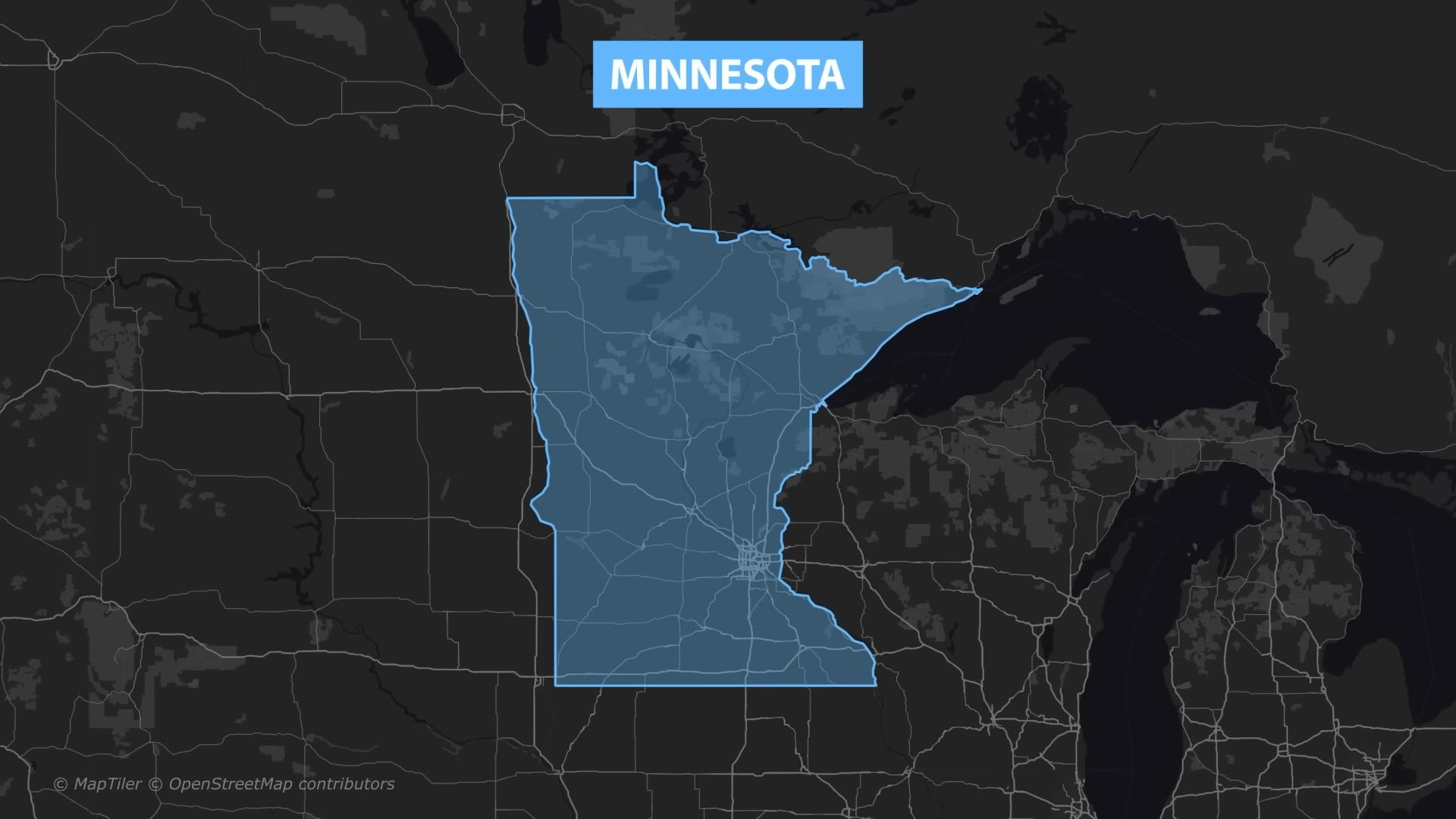 A Map of Minnesota Highlighting the State's Boundaries with A Focus on Population Distribution for Minnesota in 2024