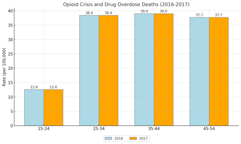 Opioid Crisis And Drug Overdose Deaths in the US Chart (2016-2017)