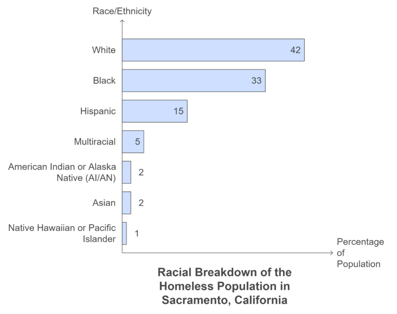 Racial Breakdown of the Homeless Population in Sacramento, California Chart