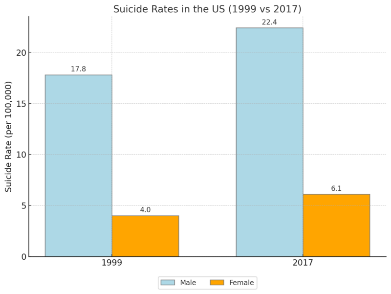 Suicide Rates In The US Chart (1999 Vs 2017)