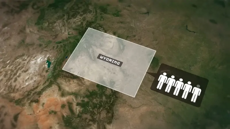 Map of Wyoming Highlighting Its Population Trends