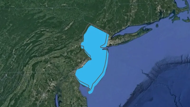 Map Highlighting New Jersey to Analyze New Jersey Population Data