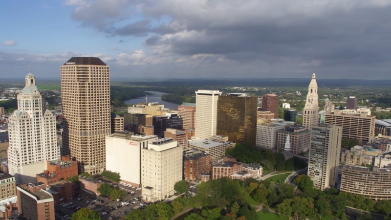 The Image Shows a View of Hartford, Connecticut, Highlighting the City's Skyline, with A Focus on The Connecticut Population in 2024