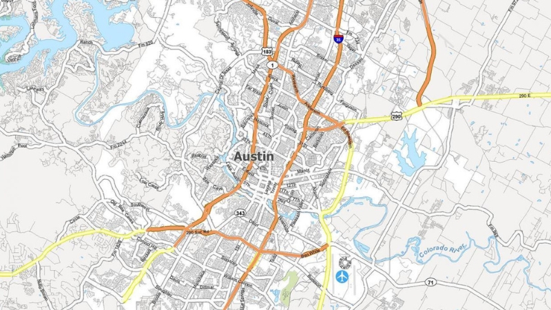 Geography Map Of Austin, Texas