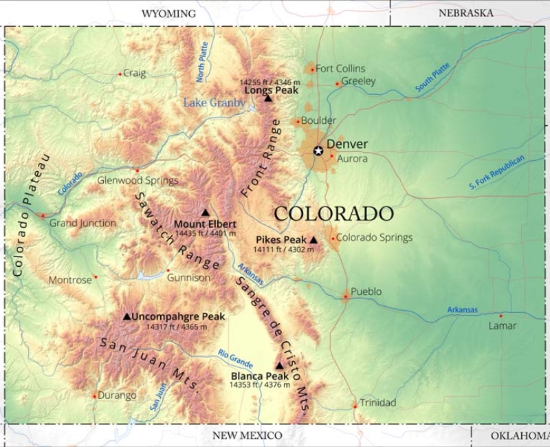 Geography Map of Colorado