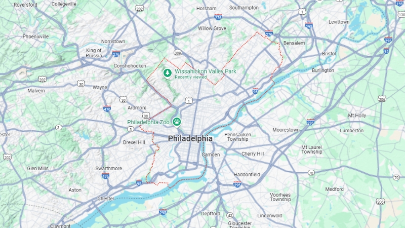 Map of Philadelphia, Pennsylvania