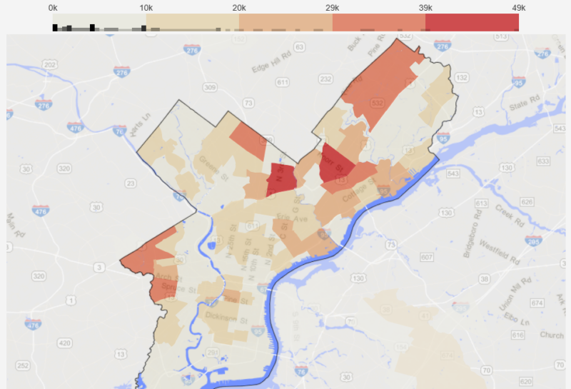 Map of Population by Neighborhood in Philadelphia