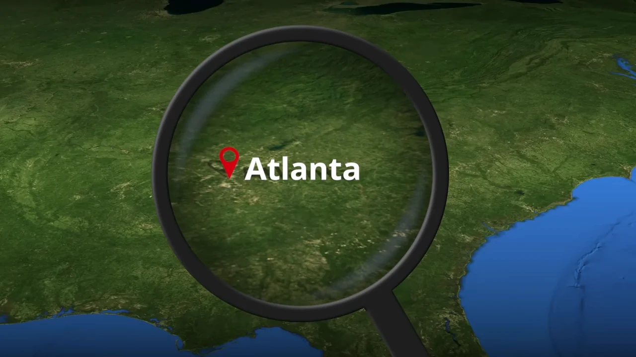 Map of The City of Atlanta, Georgia, Highlighted with A Magnifying Glass