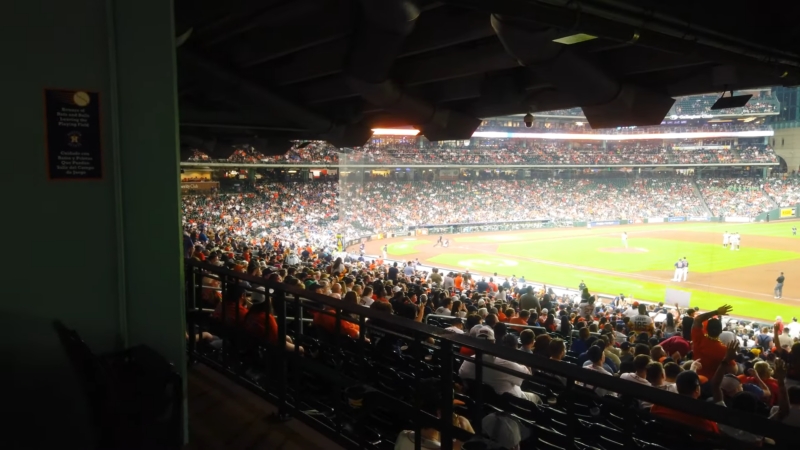 A Packed Crowd Watches a Baseball Game at Minute Maid Park in Houston, Texas