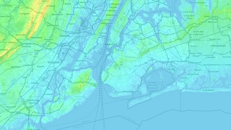 A Topographic Map of New York City