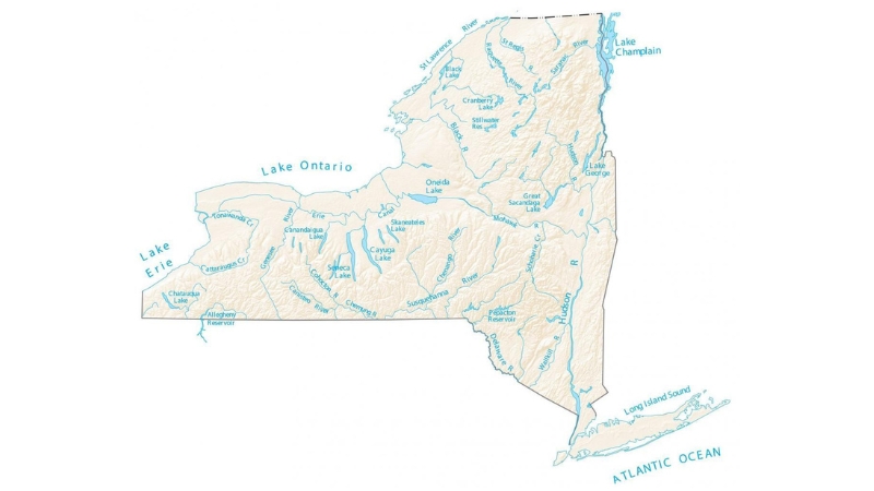 New York's Water Borders Map