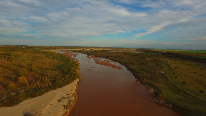 Aerial View of The Red River in Texas