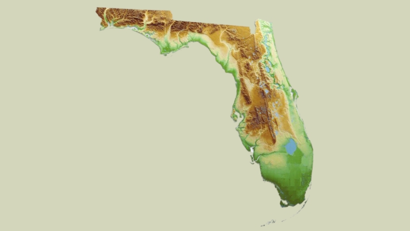 Relief Map of Florida