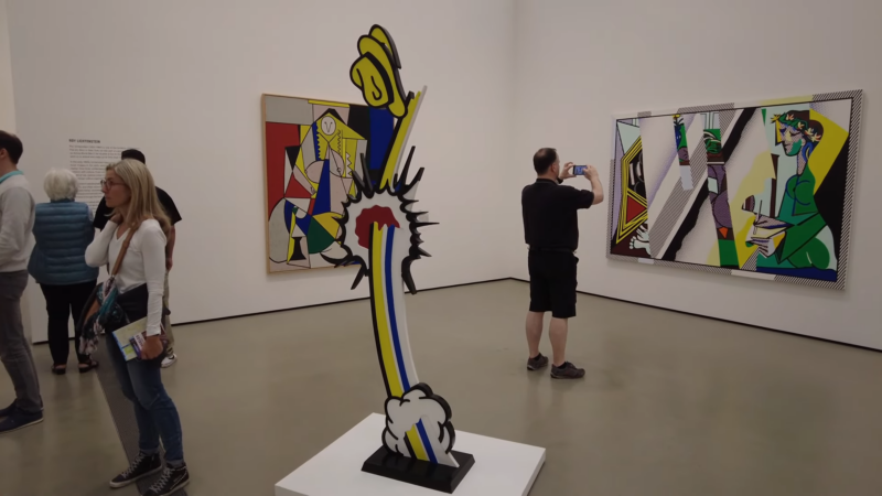 Visitors Viewing Modern Art Exhibits at The Broad Museum in Los Angeles