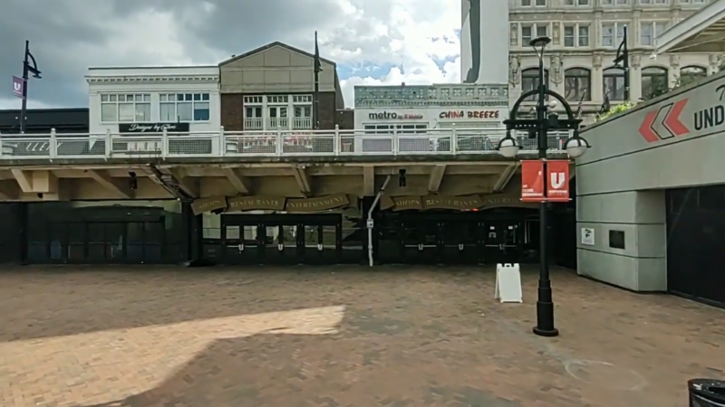 Entrance to Underground Atlanta Mall with Shops and Restaurants in The Background