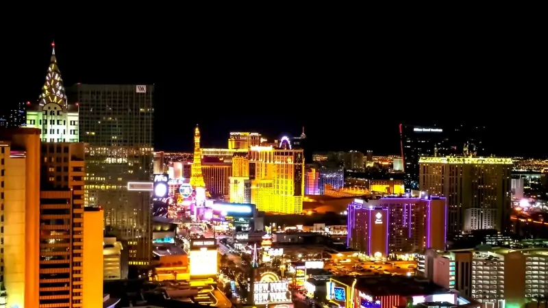 Night View of The Las Vegas Strip Highlighting Visitor Volume in Las Vegas