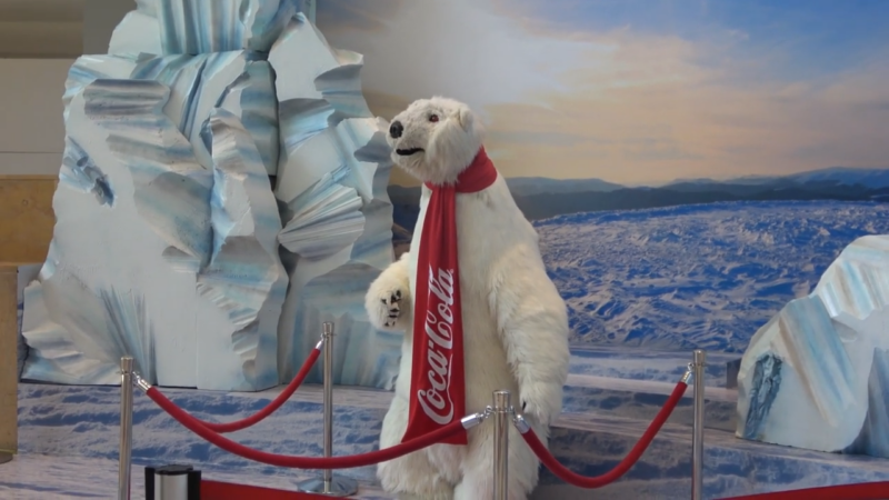 Coca-Cola Polar Bear Statue on Display at The World of Coca-Cola in Atlanta