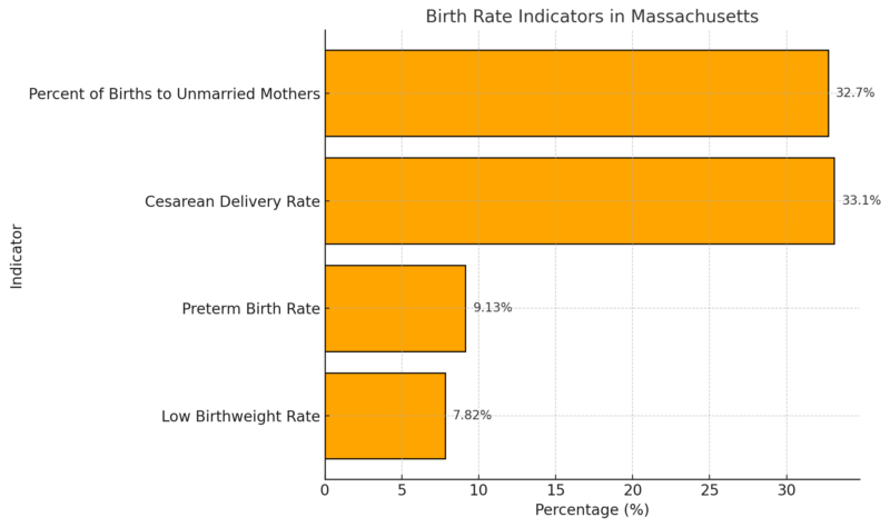 Birth Rate Indicators in Massachusetts Chart