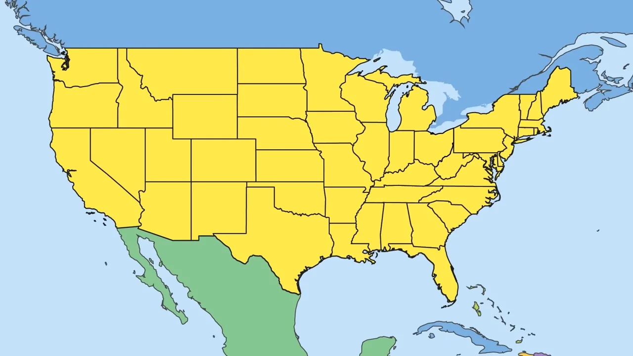 A Simple Map Highlighting the United States in 2050