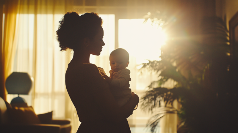 A Mother Holding Her Baby 