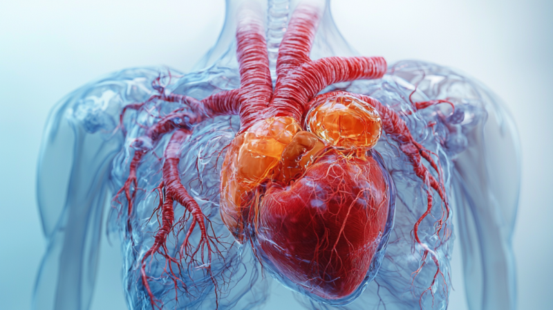 Detailed 3D Illustration of The Human Heart and Circulatory System