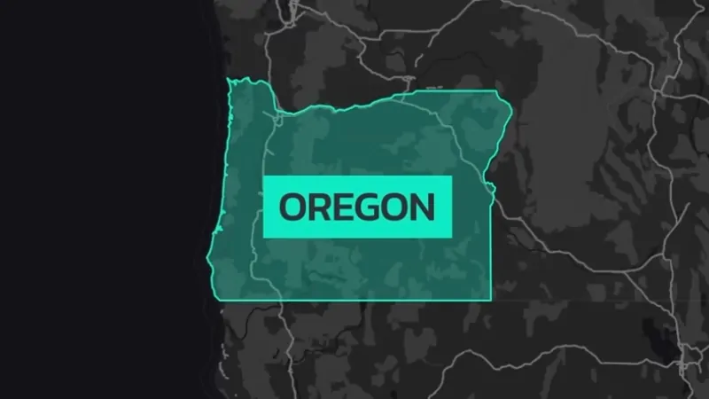 A Map Highlighting Oregon, Labeled with "oregon," Representing Data Related to The Oregon Population in 2024