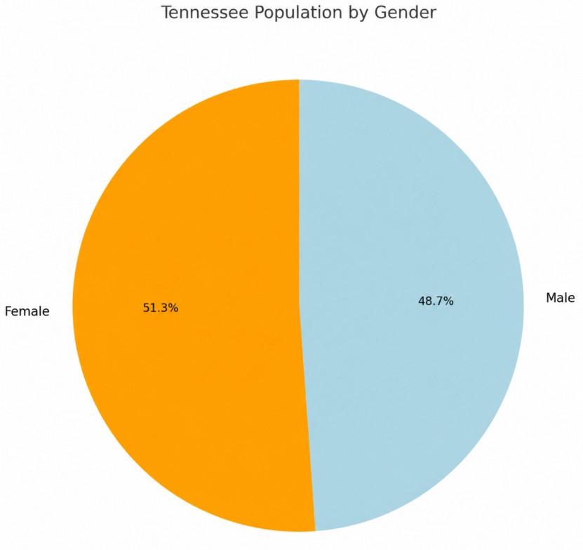 Tennessee population by gender