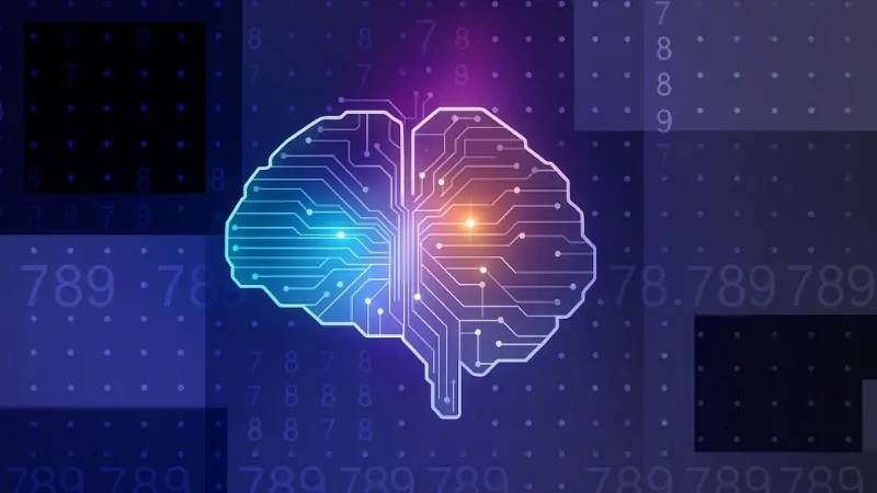 A digital brain with glowing connections and numbers, representing IQ testing evolution