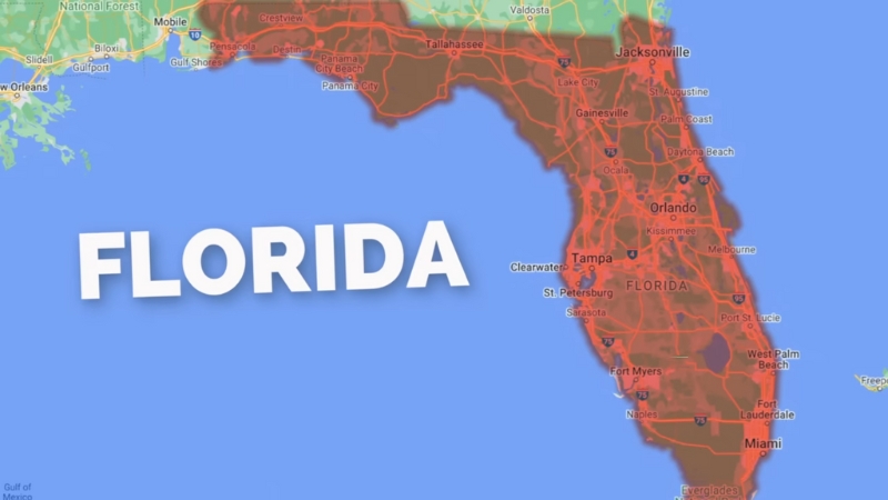 The Map Shows Florida's Population Distribution, with The Majority Living Along the Coastlines