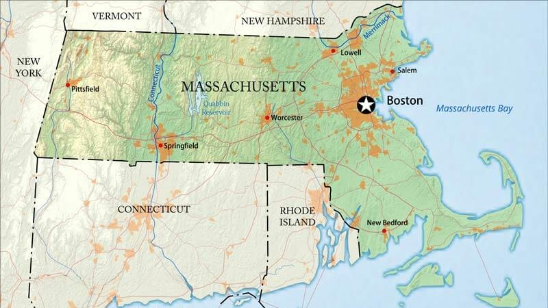 Geography Map of Massachusetts