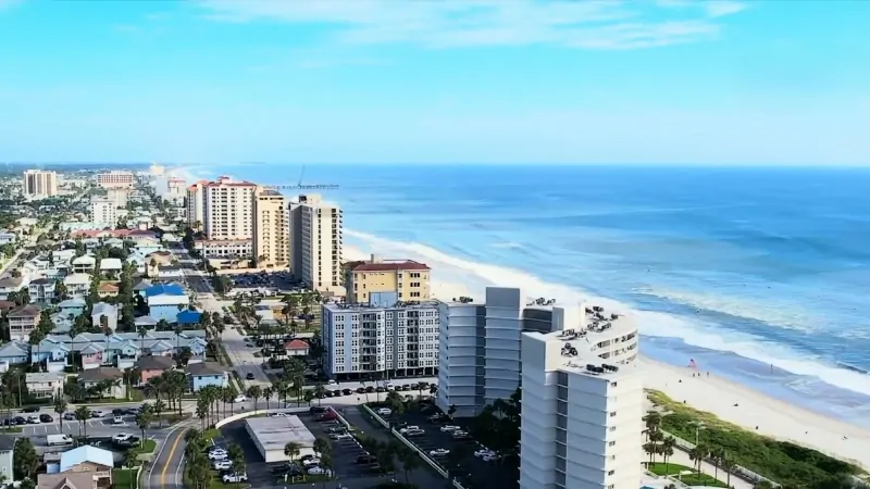 Jacksonville's Coastline with Buildings Along the Beach, Reflecting the City's Layout