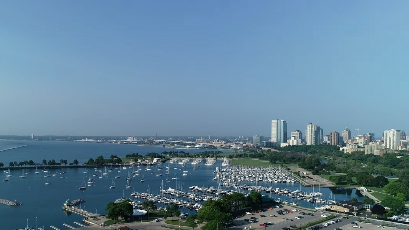 A Stunning View of The Milwaukee Harbor and Skyline, Capturing the Essence of The Milwaukee Population