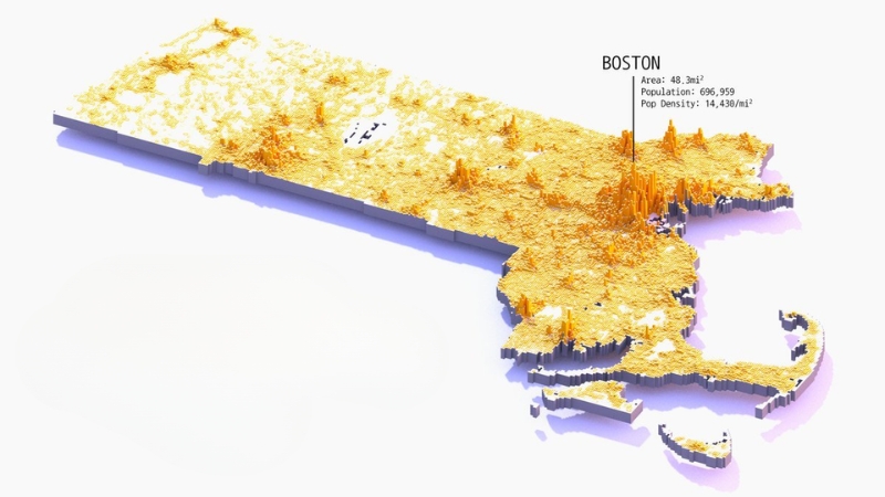 Massachusetts Population Heat Map