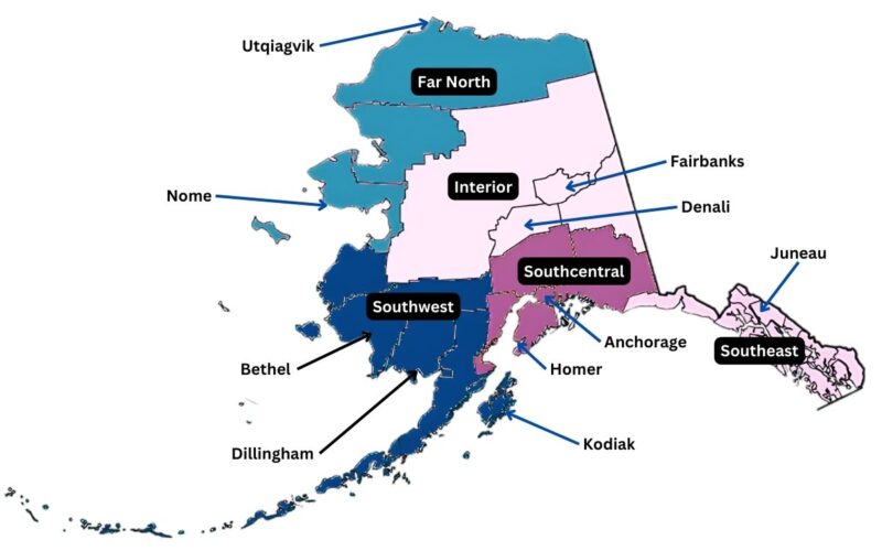 Regions of Alaska Map