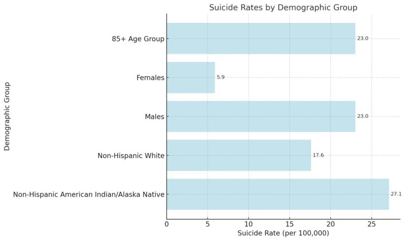 Chart displaying the suicide rates by demographic group