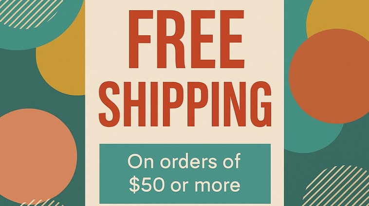 Banner that says Get your order shipped for free when you spend $50 or more