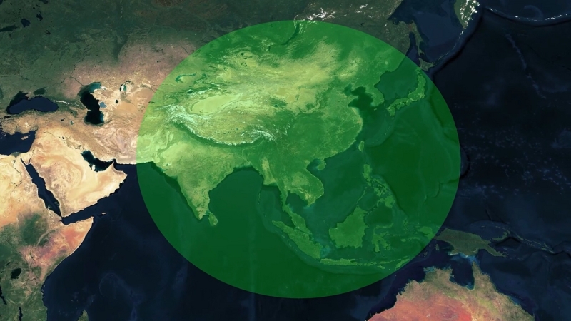 Map view showing how the Yuxi Circle was calculated to include over half of the world’s population