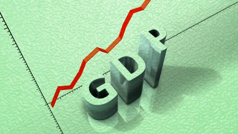 US states ranked by GDP shown with a rising economic chart in the background