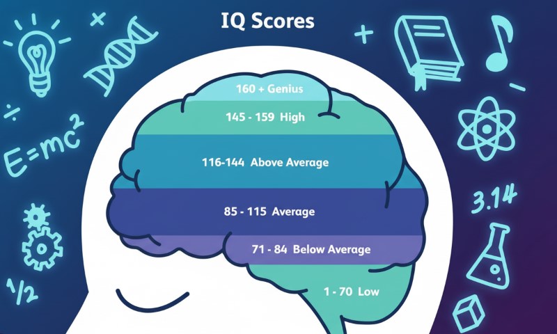 Brain illustration overlayed, highlighting the relationship between intelligence and brain function